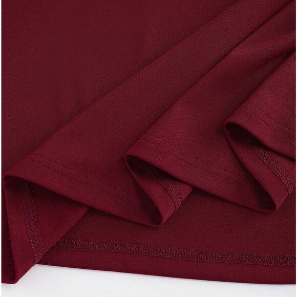 Burgundy Long Sleeve Floral Rhinestone Midi Dress - Picture 6 of 10